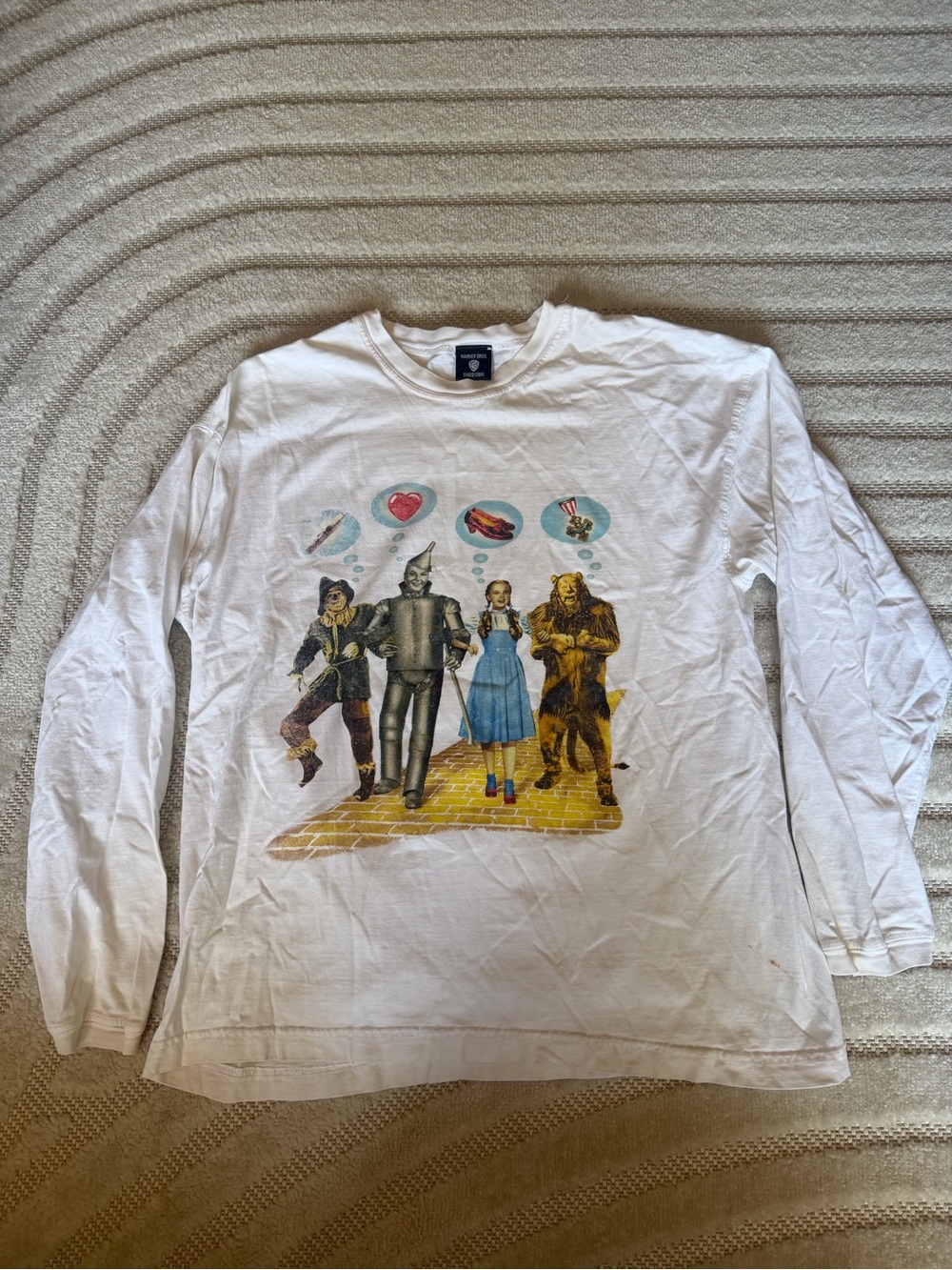 Warner Bros. White Long-Sleeve Tee with Wizard of Oz Character Graphic